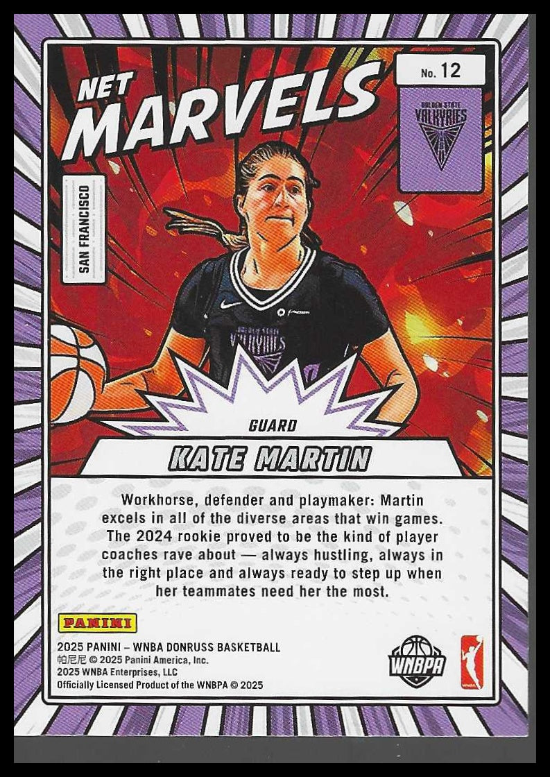 2025 Donruss WNBA #12 Kate Martin Net Marvels Golden State Valkyries