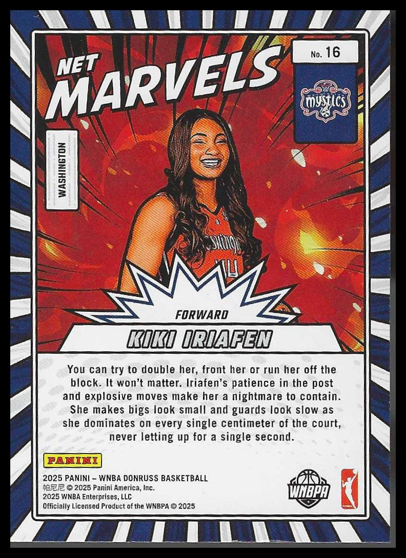 2025 Donruss WNBA #16 Kiki Iriafen Net Marvels Washington Mystics Rookie