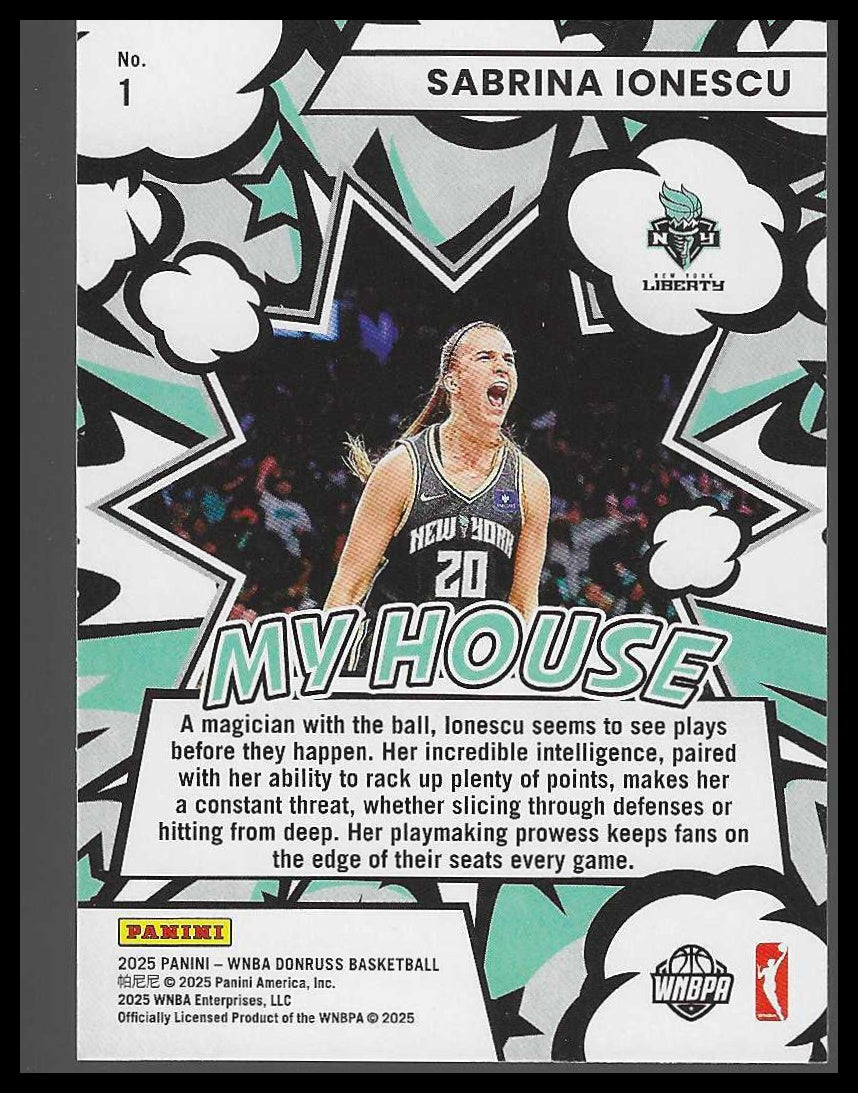 2025 Donruss WNBA #1 Sabrina Ionescu My House New York Liberty