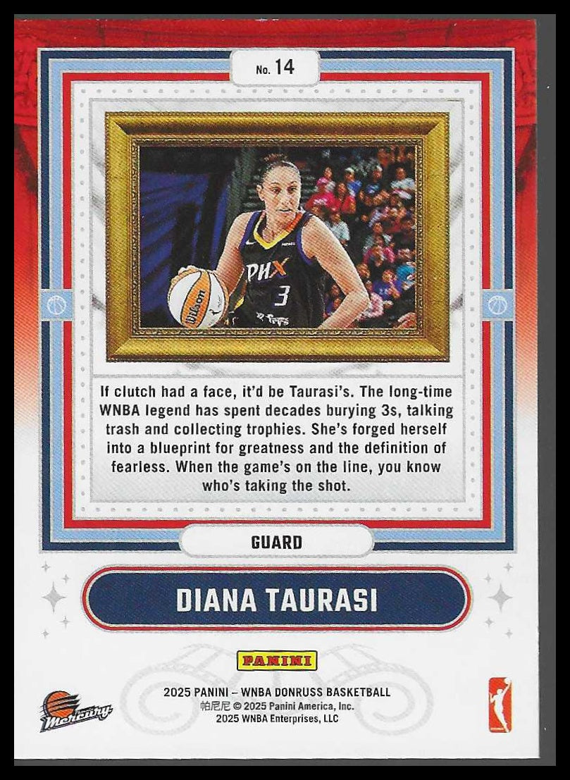 2025 Donruss WNBA #14 Diana Taurasi Franchise Features Phoenix Mercury