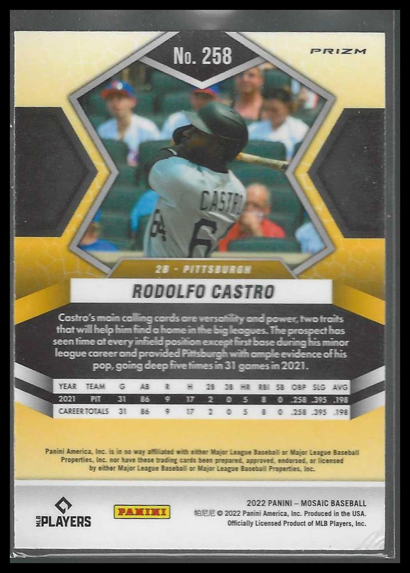2022 Panini Mosaic #258 Rodolfo Castro Silver Prizm Pittsburgh Pirates