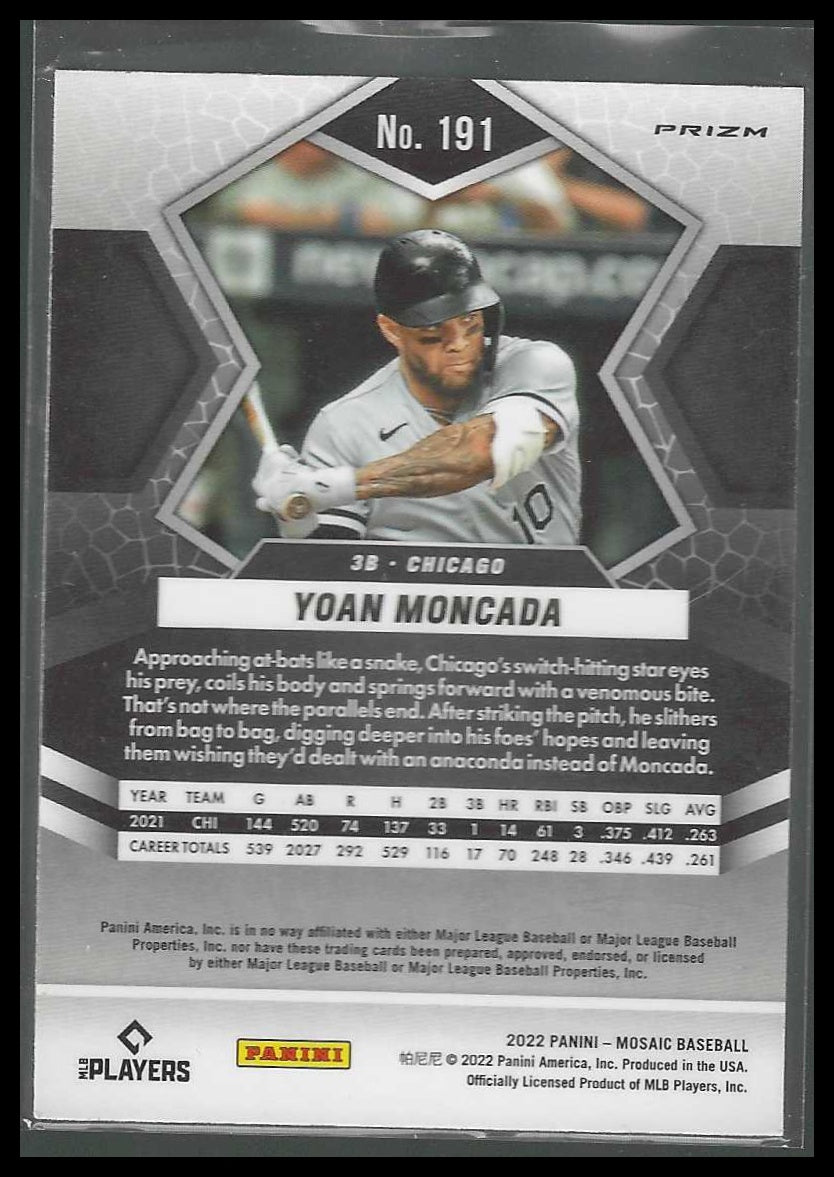 2022 Panini Mosaic #191 Yoan Moncada Silver Prizm Chicago White Sox