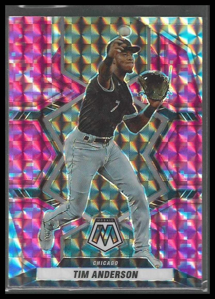 2022 Panini Mosaic #106 Tim Anderson Pink Camo Mosaic Chicago White Sox