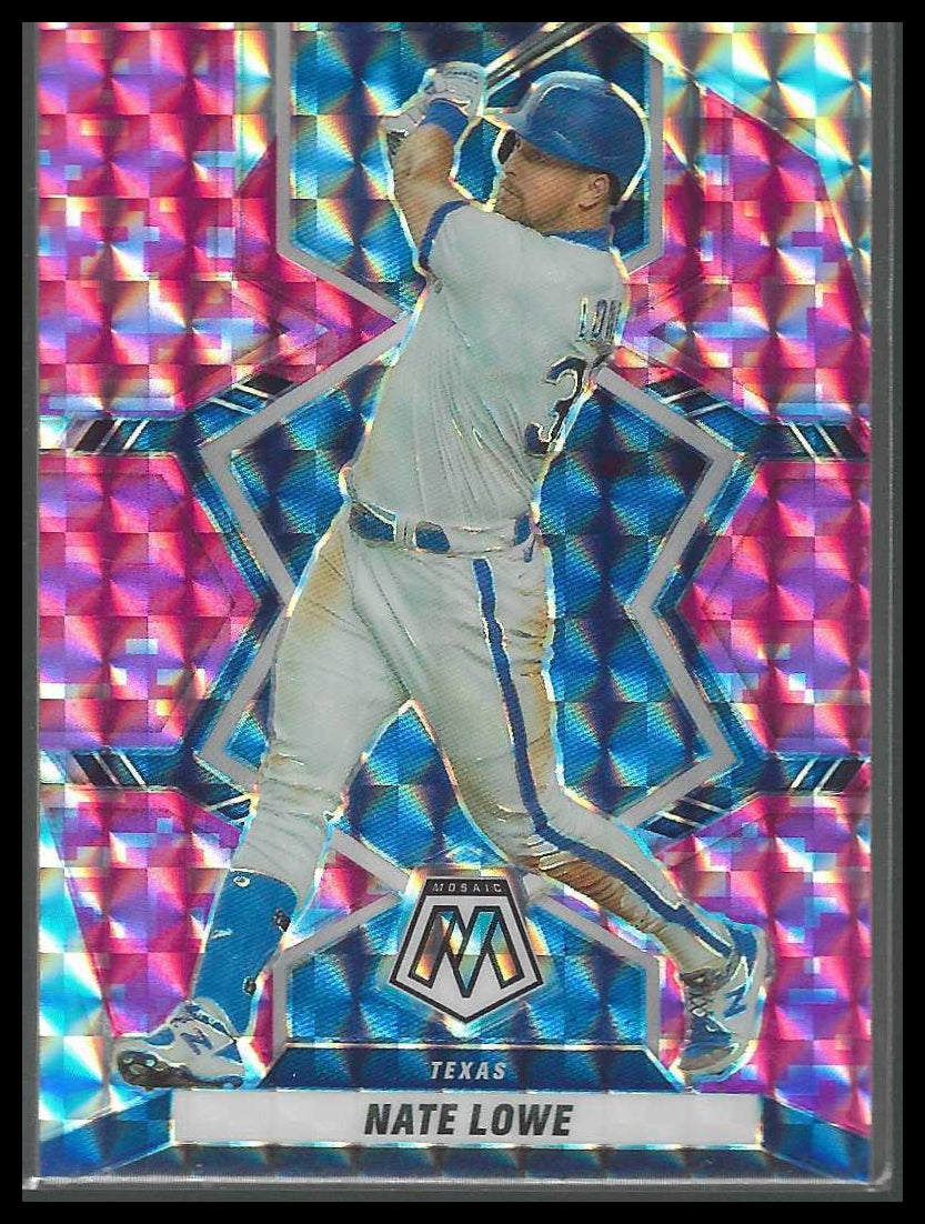 2022 Panini Mosaic #39 Nate Lowe Pink Camo Mosaic Texas Rangers
