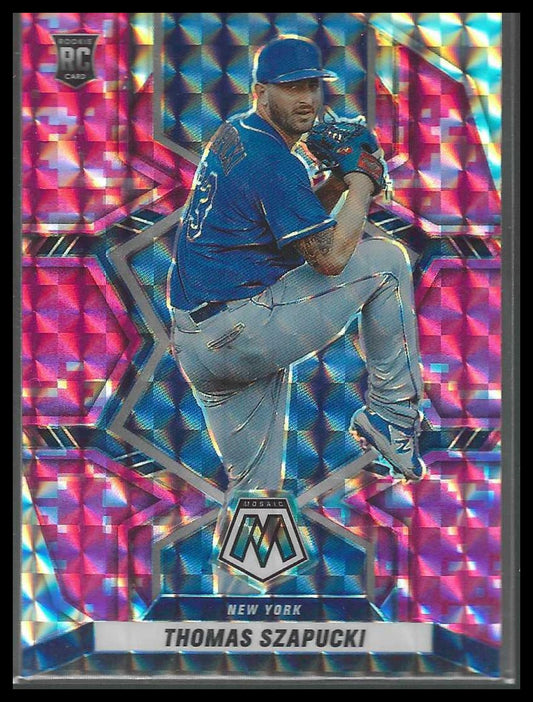 2022 Panini Mosaic #259 Thomas Szapucki Pink Camo Mosaic New York Mets