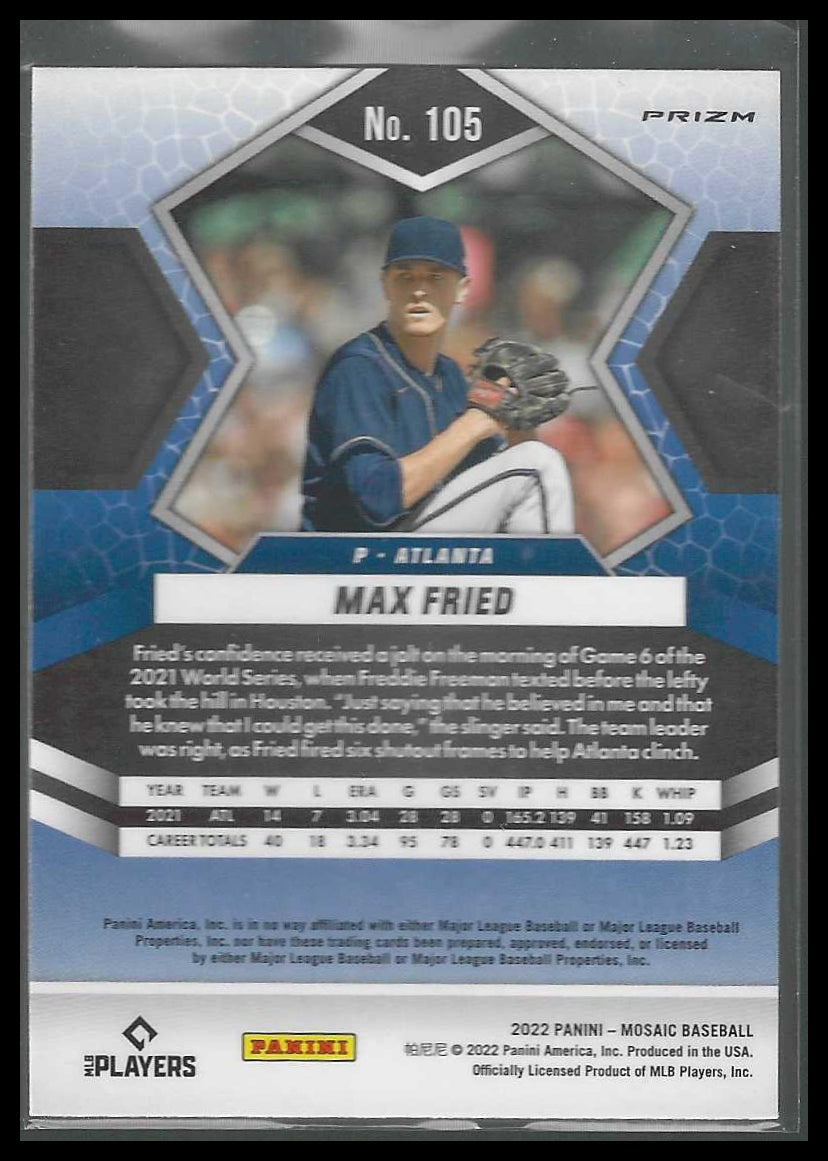 2022 Panini Mosaic #105 Max Fried Mosaic Atlanta Braves