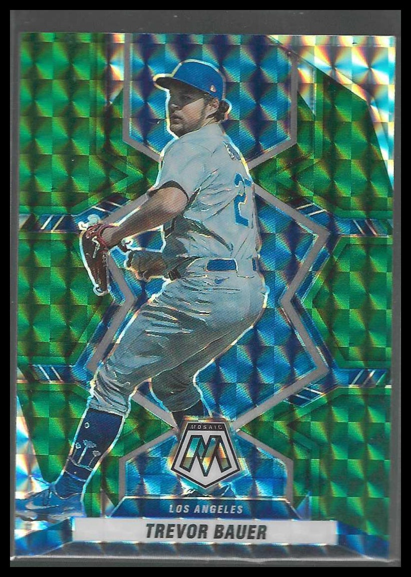 2022 Panini Mosaic #159 Trevor Bauer Green Mosaic Los Angeles Dodgers