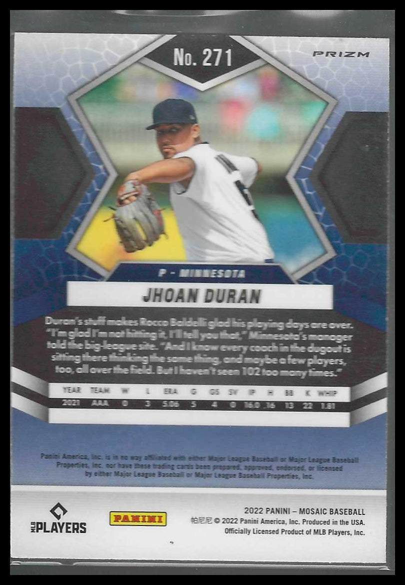 2022 Panini Mosaic #271 Jhoan Duran Green Mosaic Minnesota Twins