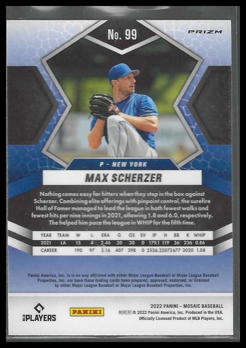 2022 Panini Mosaic #99 Max Scherzer Green Mosaic New York Mets