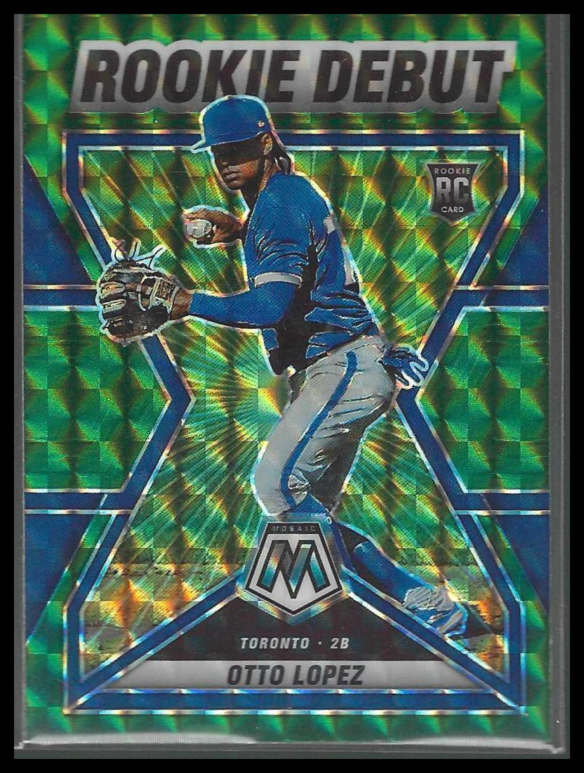 2022 Panini Mosaic #RD-8 Otto Lopez Rookie Debut Green Mosaic Toronto Blue Jays