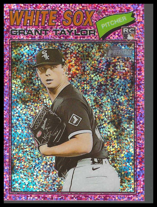 2026 Topps Heritage #329 Grant Taylor Chrome Pink Sparkle Refractors RC SP