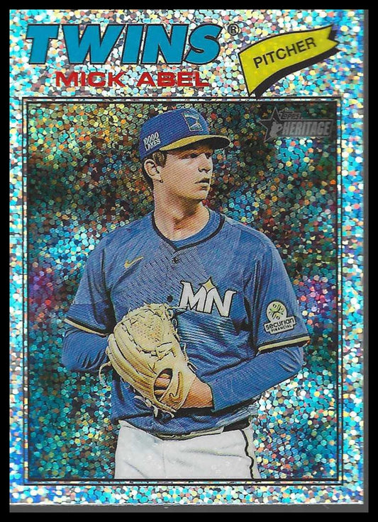 2026 Topps Heritage #292 Mick Abel Chrome Silver Sparkle Refractors Twins