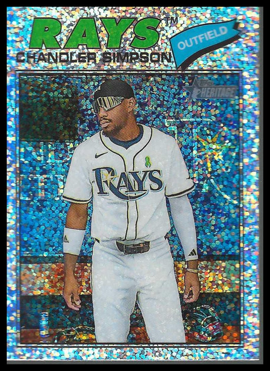 2026 Topps Heritage #58 Chandler Simpson Chrome Silver Sparkle Refractors Rays