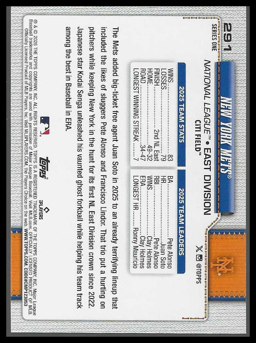 2026 Topps #291 New York Mets Spring Training New York Mets