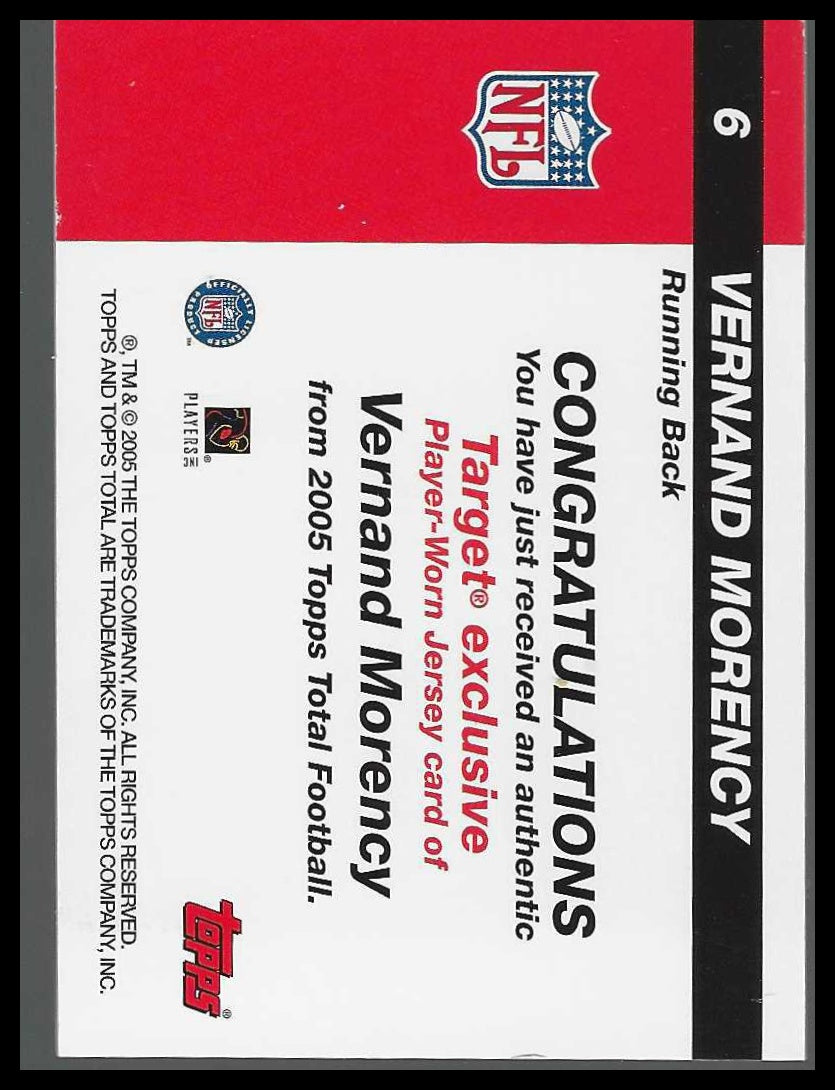2005 Topps Total Rookie Jersey Collection #6 Vernand Morency