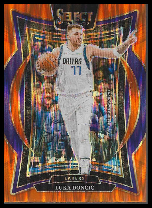 2024-25 Panini Select #56 Luka Doncic Orange Flash Prizm Los Angeles Lakers