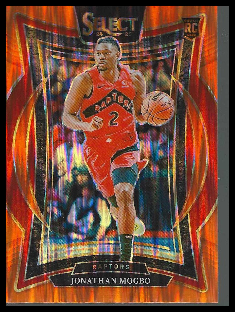 2024-25 Panini Select #87 Jonathan Mogbo Orange Flash Prizm Toronto Raptors RC