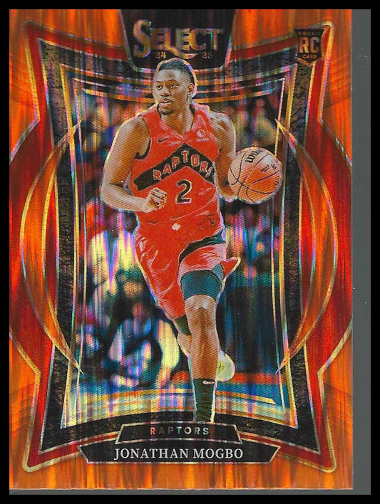 2024-25 Panini Select #87 Jonathan Mogbo Orange Flash Prizm Toronto Raptors RC