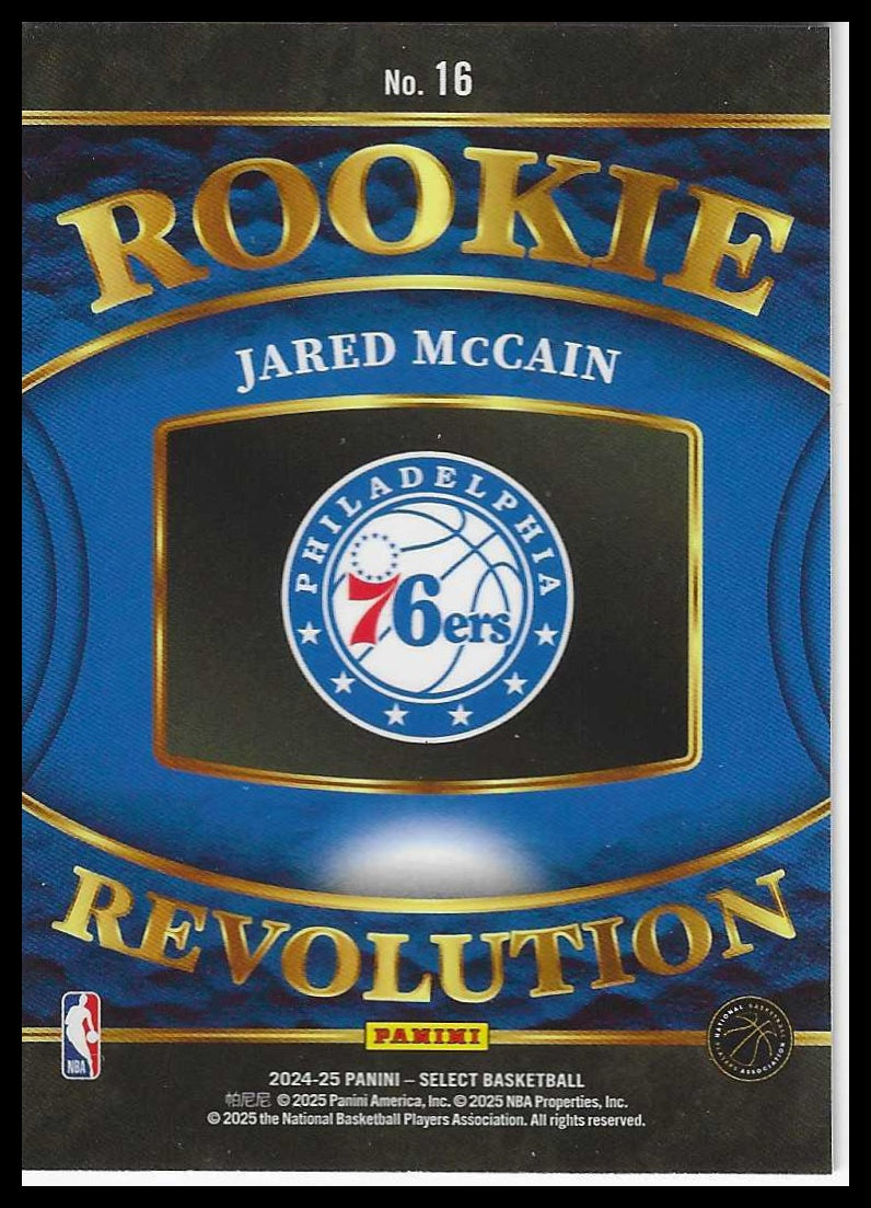 2024-25 Panini Select #16 Jared McCain Rookie Revolution Philadelphia 76ers