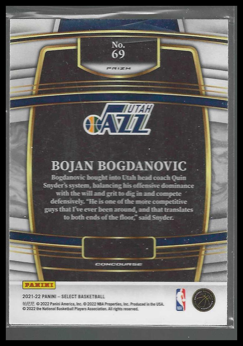 2021-22 Panini Select #69 Bojan Bogdanovic Orange Flash Prizms Utah Jazz