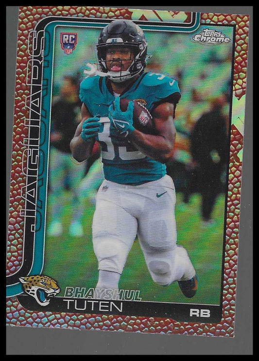 2025 Topps Chrome #389 Bhayshul Tuten Football Leather Refractor