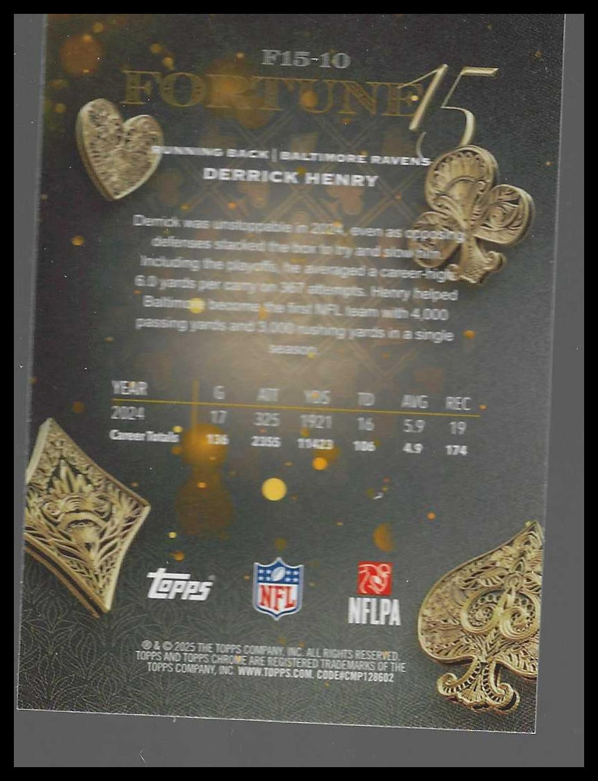 2025 Topps Chrome #F15-10 Derrick Henry Fortune 15