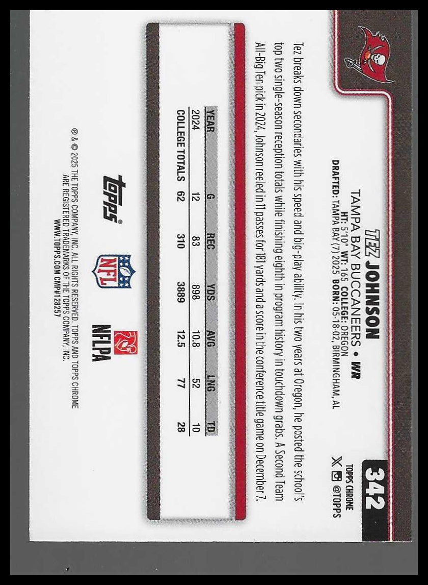 2025 Topps Chrome #342 Tez Johnson