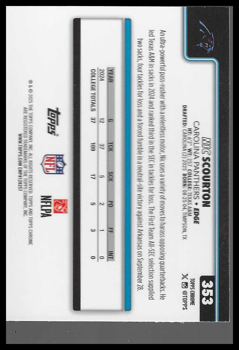 2025 Topps Chrome #353 Nic Scourton