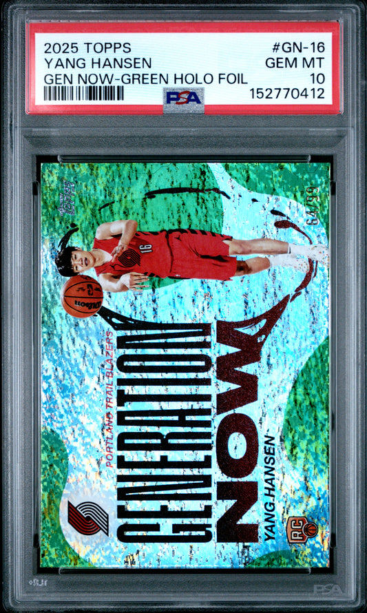 2025 Topps Generation Now #GN-16 Yang Hansen Gen Now-Green Holo Foil PSA 10 #/99