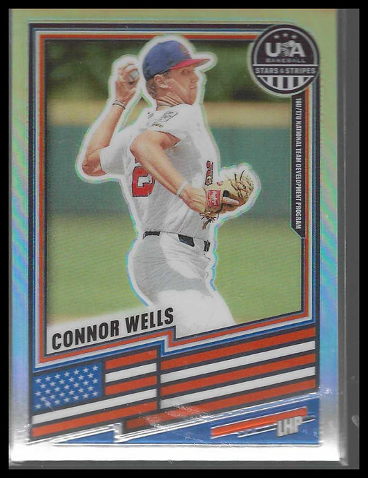 2026 Panini Stars & Stripes Prizm USA Baseball #40 Connor Wells Prizms Silver
