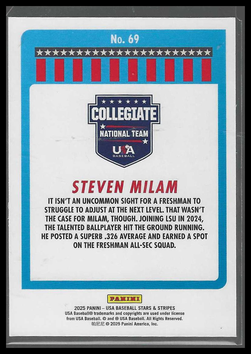 2025 Panini Stars & Stripes USA Baseball #69 Steven Milam Green