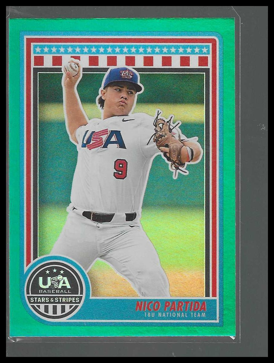 2025 Panini Stars & Stripes USA Baseball #5 Nico Partida Green