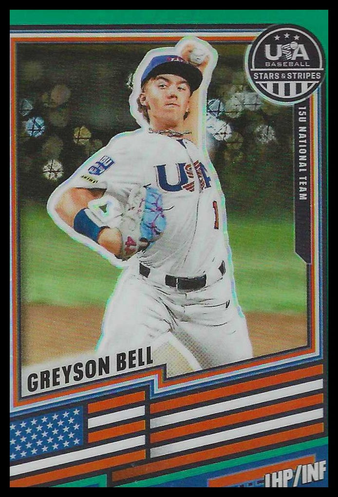 2026 Panini Stars & Stripes Prizm USA Baseball #89 Greyson Bell Green