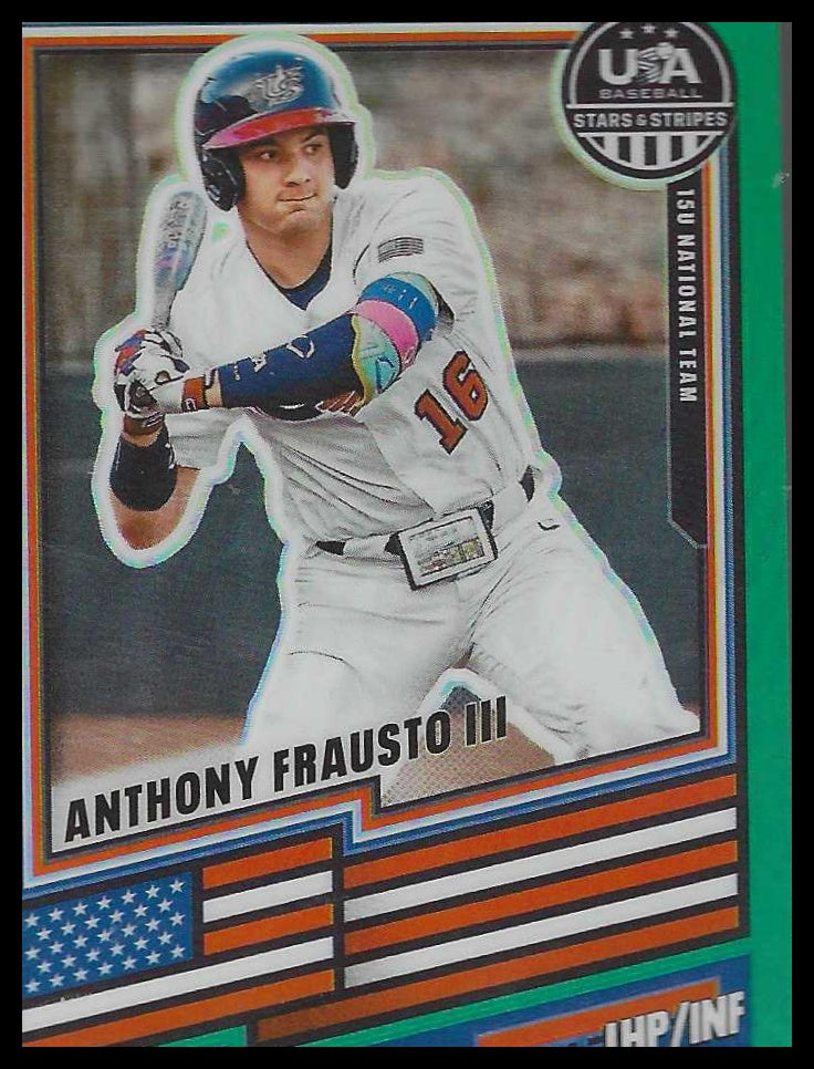2026 Panini Stars & Stripes Prizm USA Baseball #7 Anthony Frausto III Green