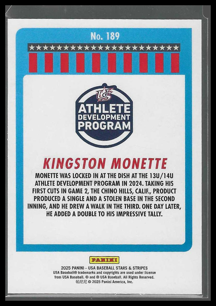 2025 Panini Stars & Stripes USA Baseball #189 Kingston Monette Speckle
