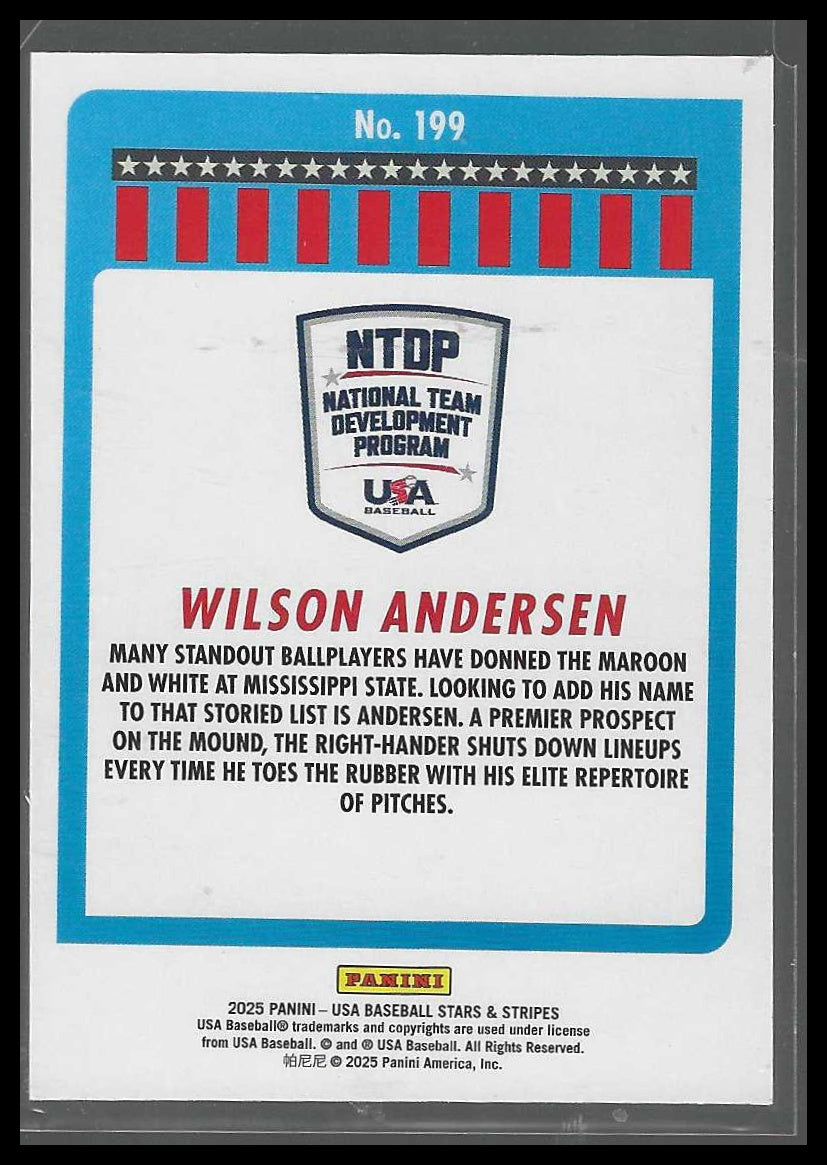 2025 Panini Stars & Stripes USA Baseball #199 Wilson Andersen Speckle