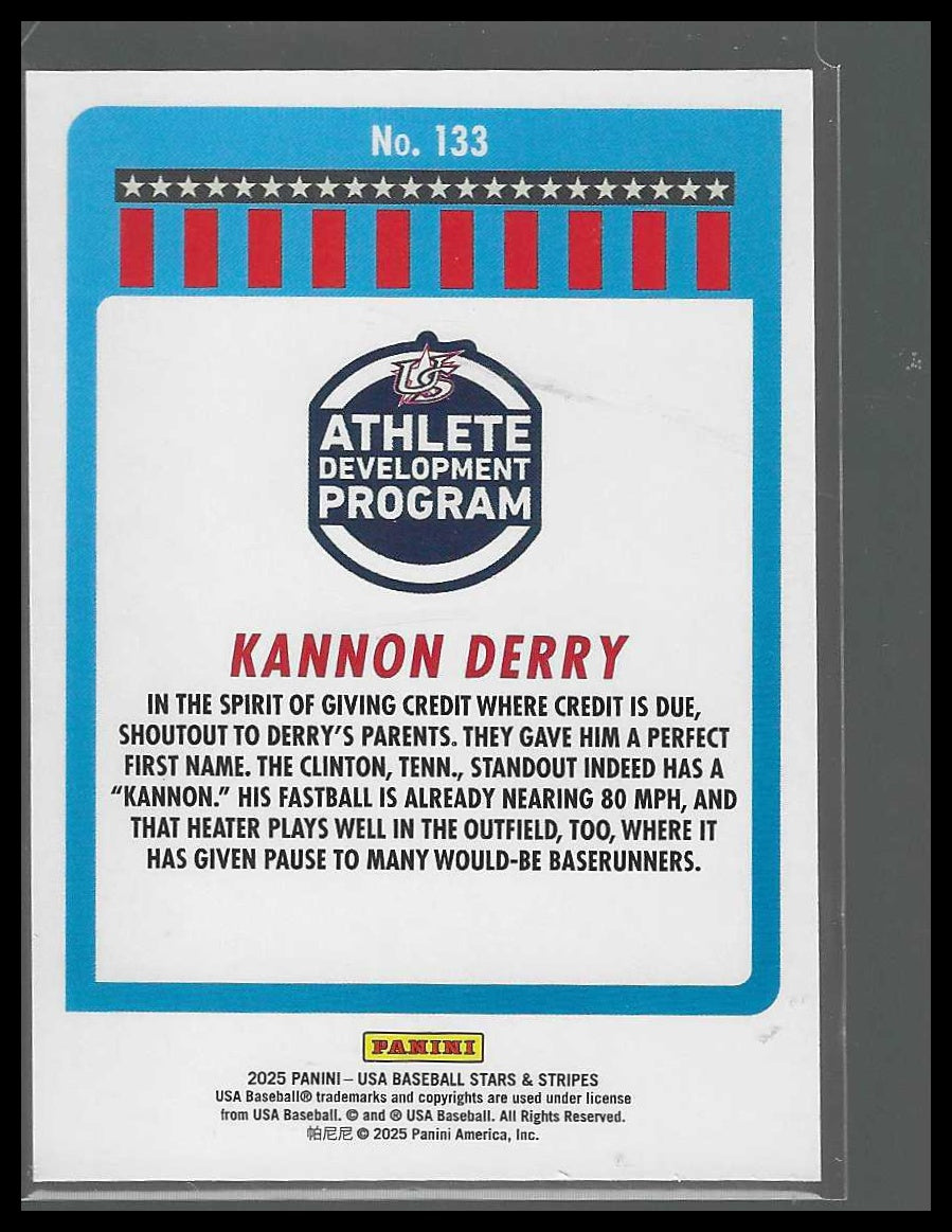 2025 Panini Stars & Stripes USA Baseball #133 Kannon Derry Speckle