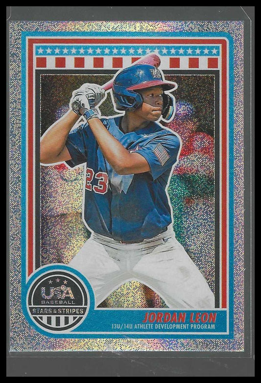 2025 Panini Stars & Stripes USA Baseball #166 Jordan Leon Speckle