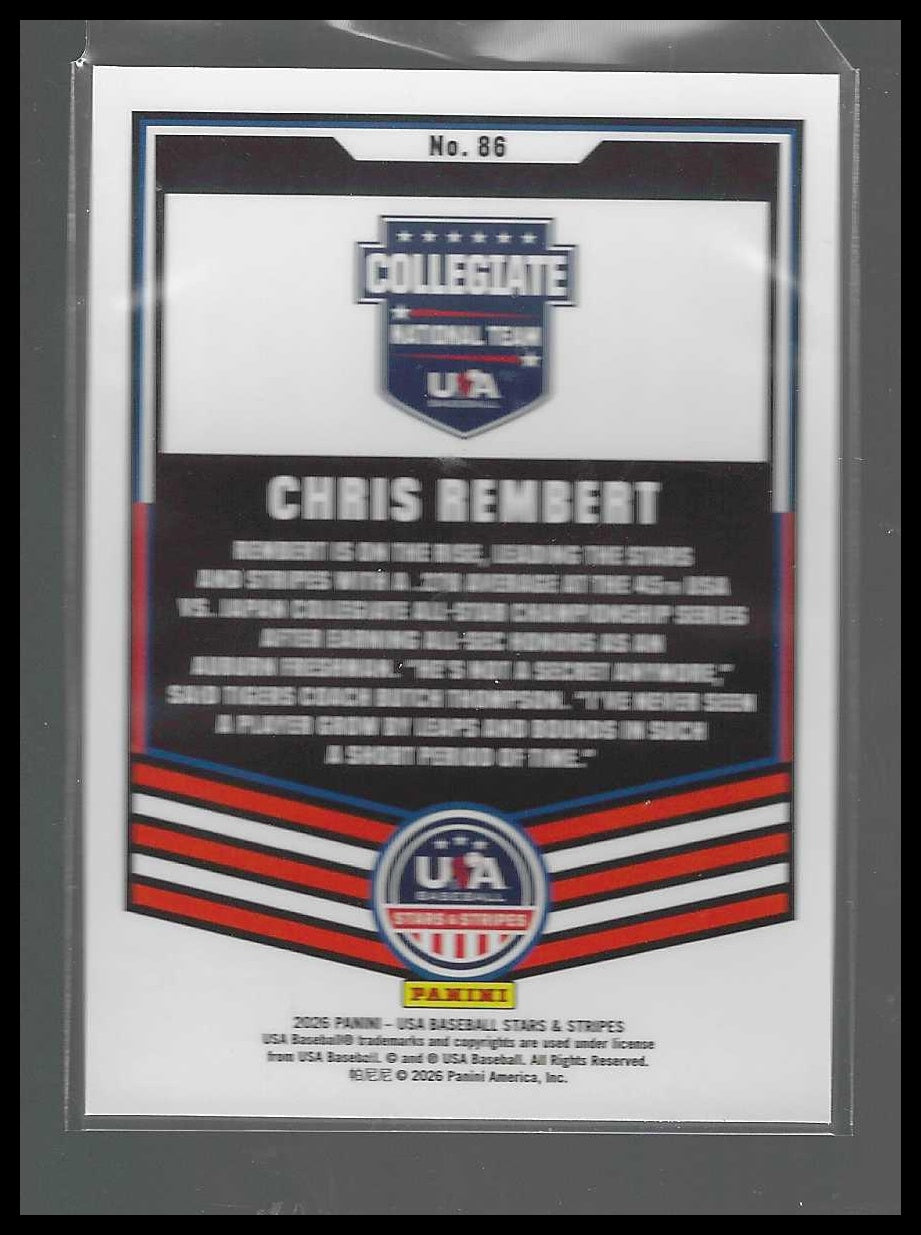 2026 Panini Stars & Stripes Prizm USA Baseball #86 Chris Rembert