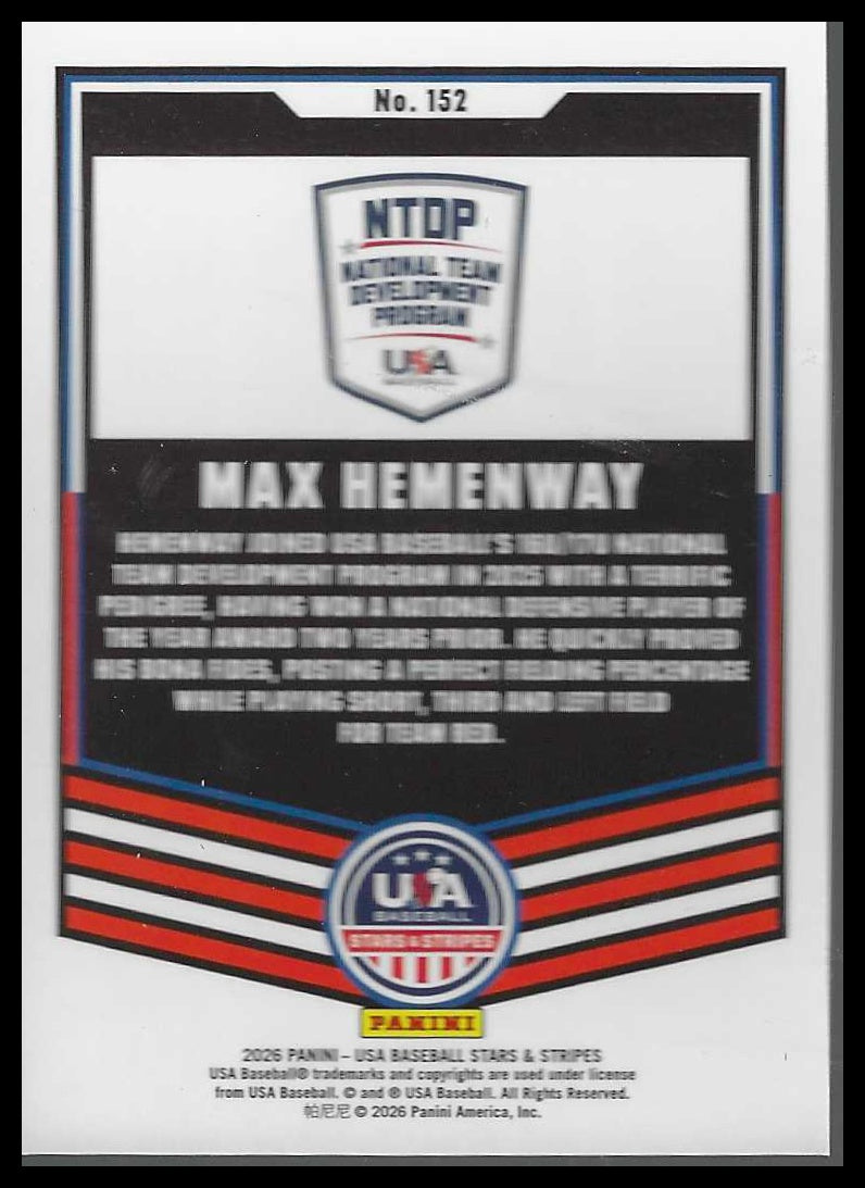 2026 Panini Stars & Stripes Prizm USA Baseball #152 Max Hemenway