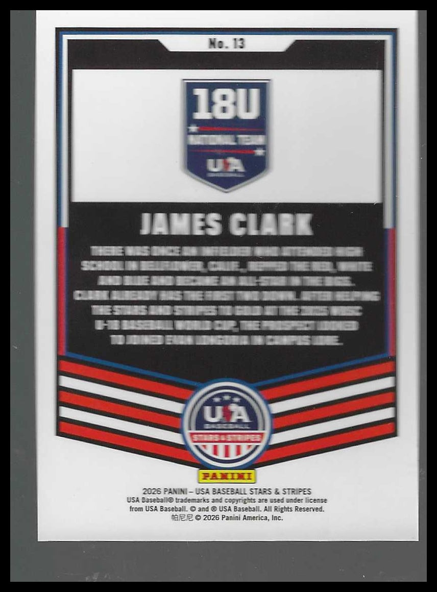 2026 Panini Stars & Stripes Prizm USA Baseball #13 James Clark