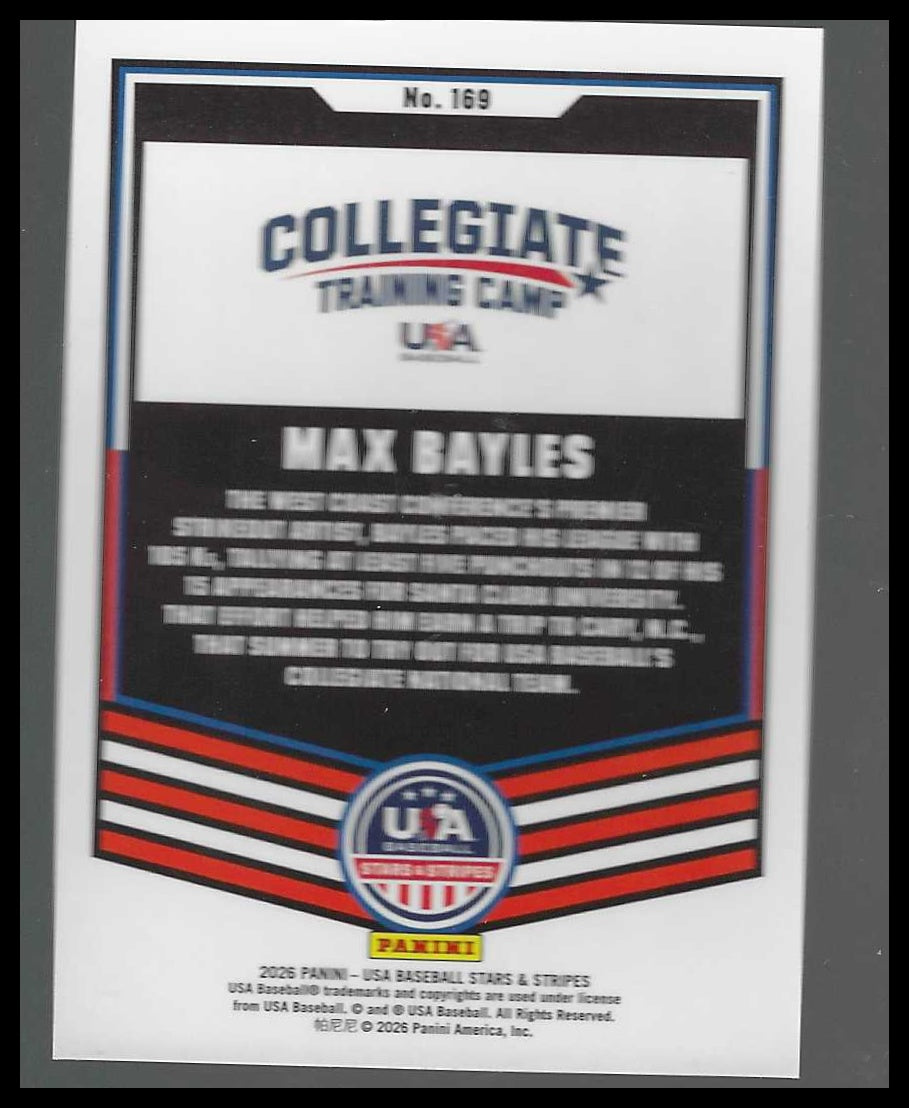 2026 Panini Stars & Stripes Prizm USA Baseball #169 Max Bayles