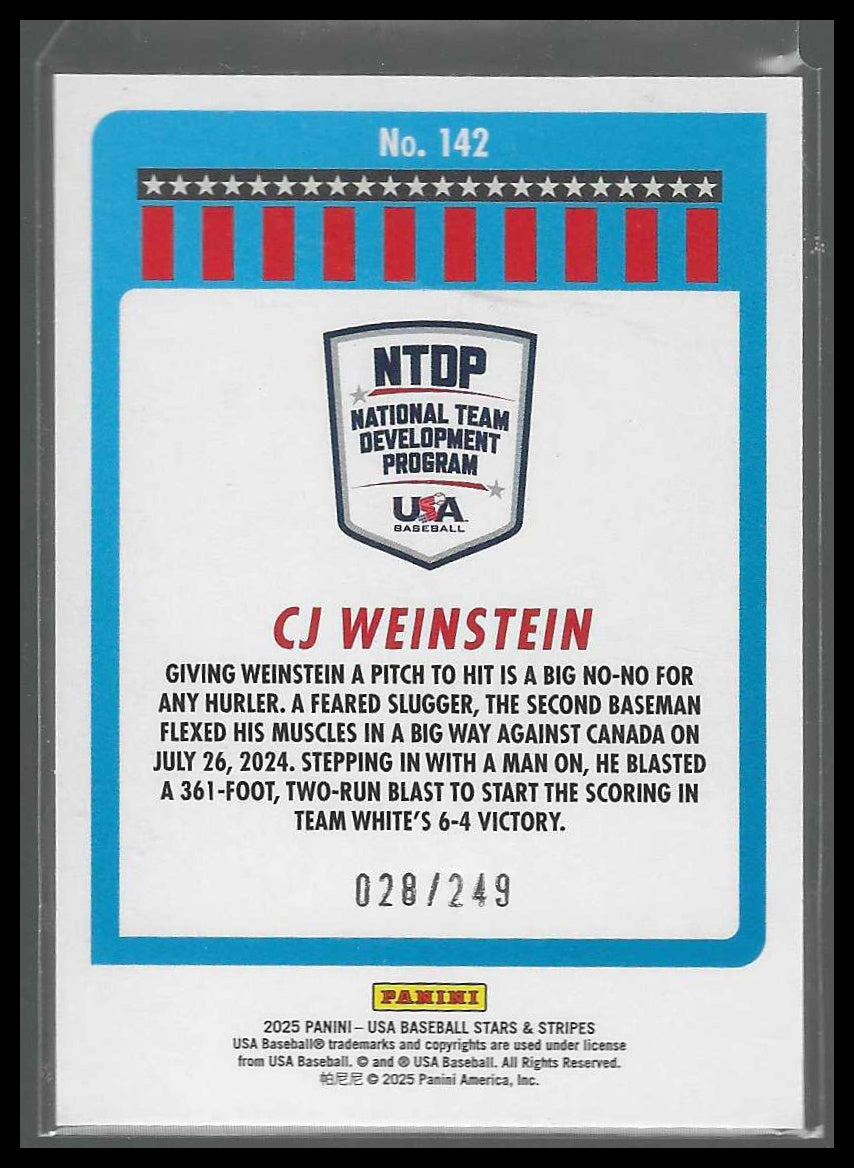 2025 Panini Stars & Stripes USA Baseball #142 CJ Weinstein Red Swirl #/249