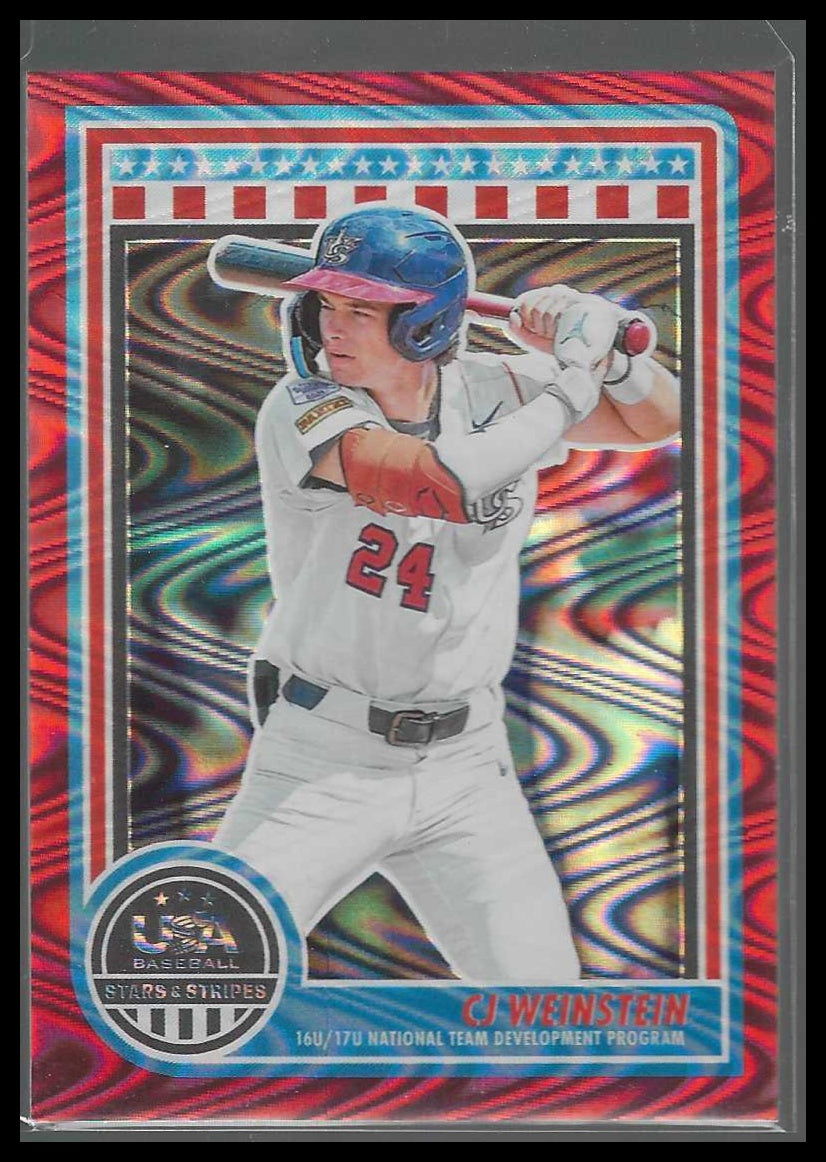 2025 Panini Stars & Stripes USA Baseball #142 CJ Weinstein Red Swirl #/249