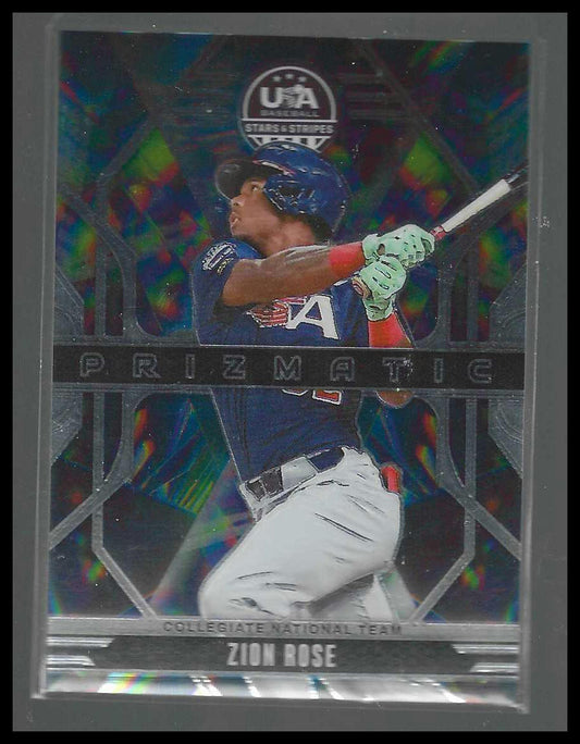 2026 Panini Stars & Stripes Prizm USA Baseball #8 Zion Rose Prizmatic