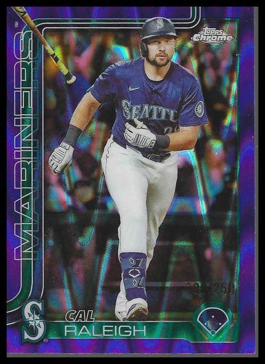 2025 Topps Chrome Update #USC45b Cal Raleigh Purple RayWave Refractors #/250
