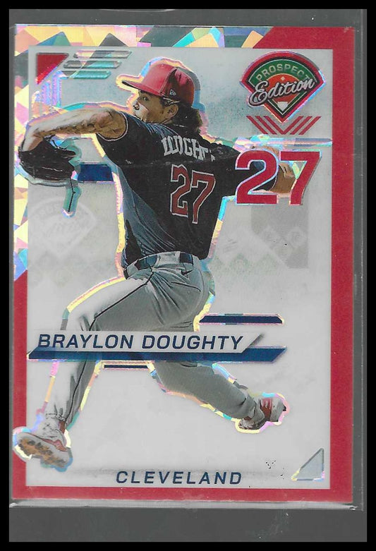 2025 Panini Prospect Edition #61 Braylon Doughty Holo Prospect Ticket - Red Ice
