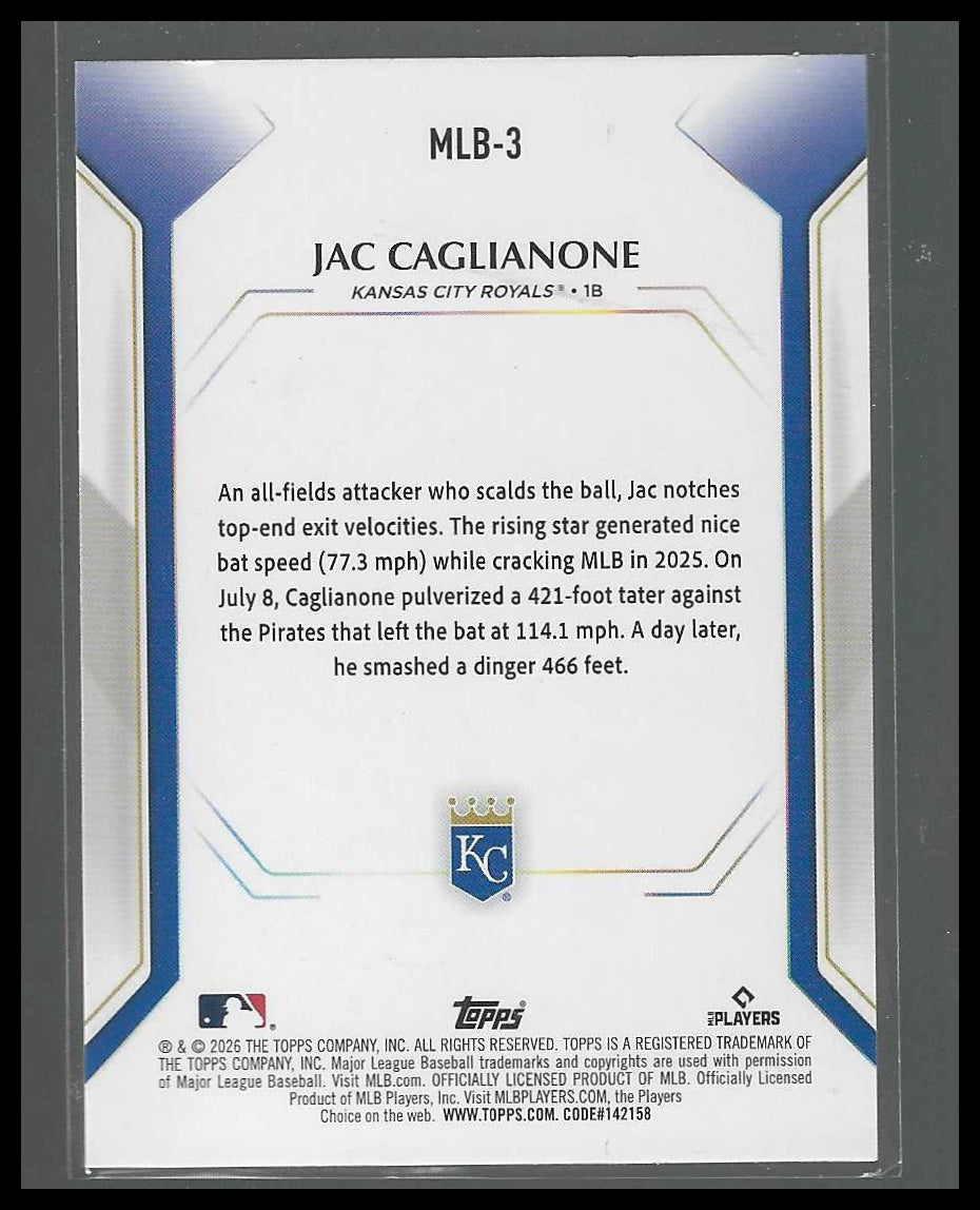 2026 Topps #MLB-3 Jac Caglianone Topps Collector Kit Wave Kansas City Royals