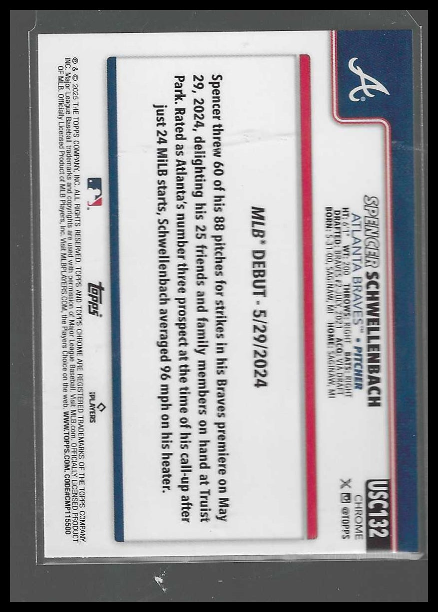 2025 Topps Chrome Update #USC132 Spencer Schwellenbach Sepia Refractors Braves