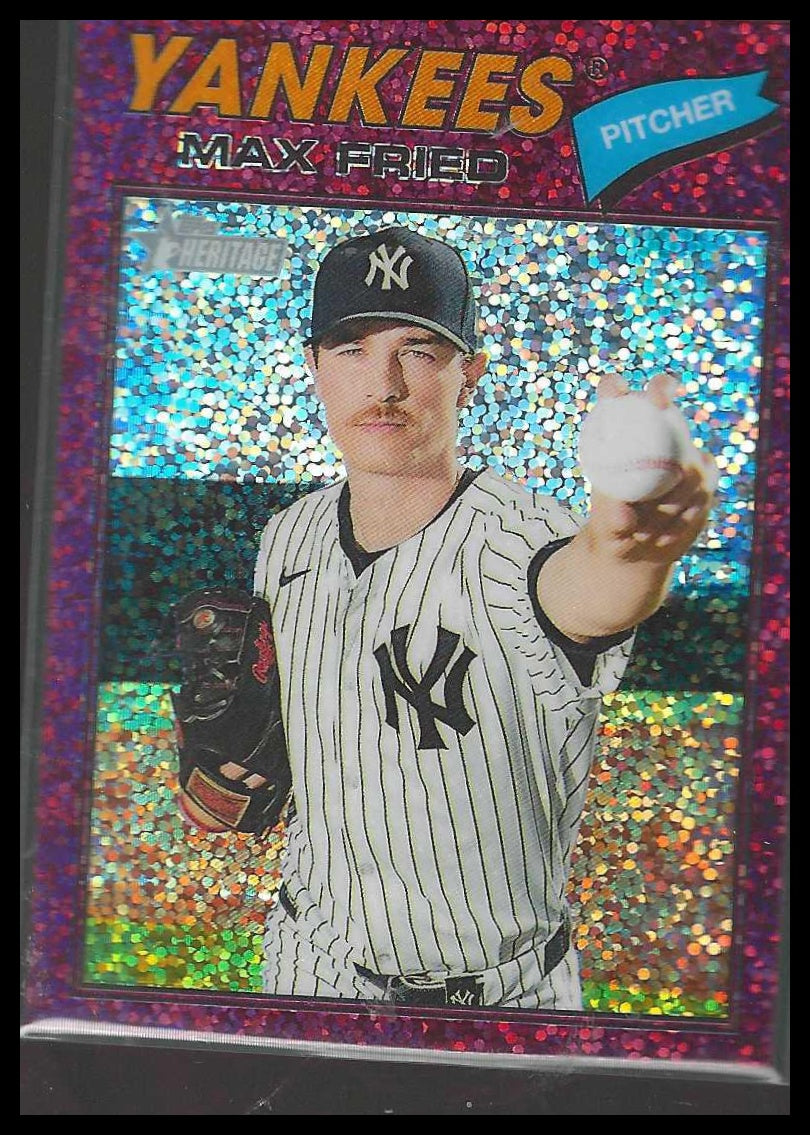 2026 Topps Heritage #130 Max Fried Chrome Burgundy Sparkle Refractors Yankees